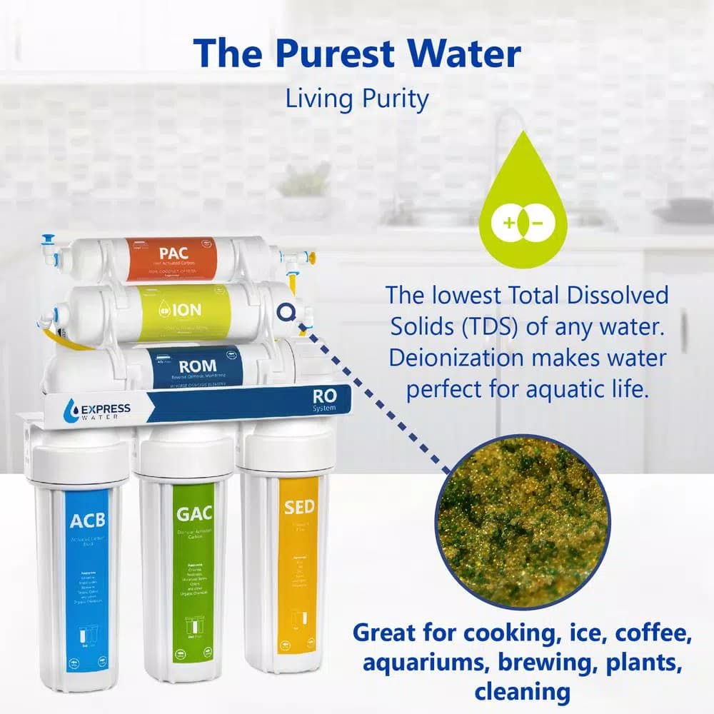 Express Water 6-Stage Reverse Osmosis Deionization Water Filtration System with Faucet and Tank, 100 GPD