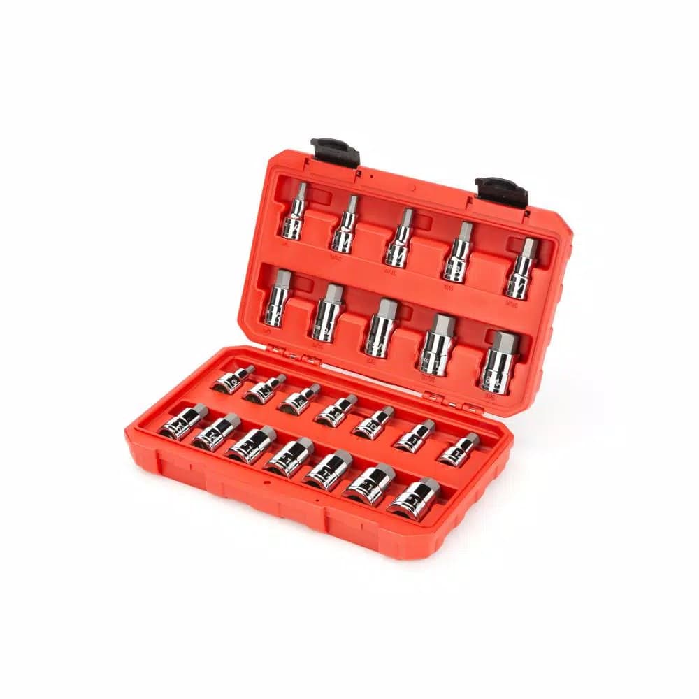 TEKTON 1/2 in. Drive Hex Bit Socket Set, 24-Piece SAE and Metric