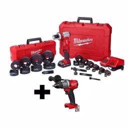 Milwaukee M18 FORCE LOGIC 6-Ton Knockout Tool Kit with 1/2 in. to 4 in. Die Set and M18 FUEL 1/2 in. Hammer Drill thumbnail 1