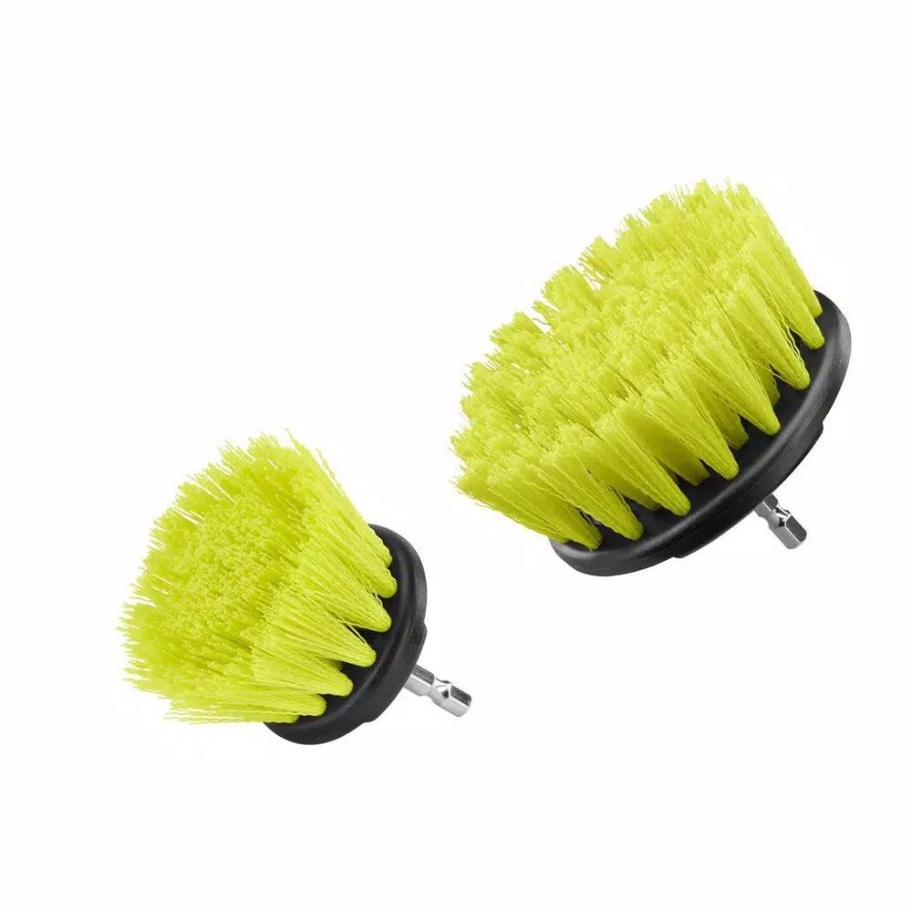 RYOBI Medium Bristle Brush Cleaning Accessory Kit, 2-Piece Hex Shank