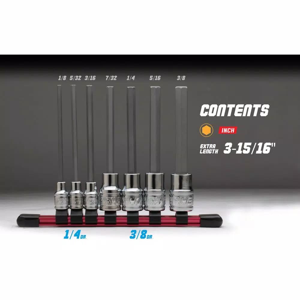 Capri Tools SAE Long Hex Bit Socket Set, 7-Piece