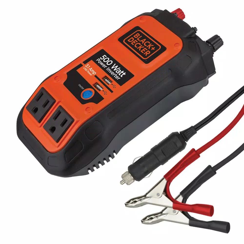 BLACK+DECKER BLACK + DECKER 500-Watt Power Inverter with Dual 120V AC Outlets and USB Ports