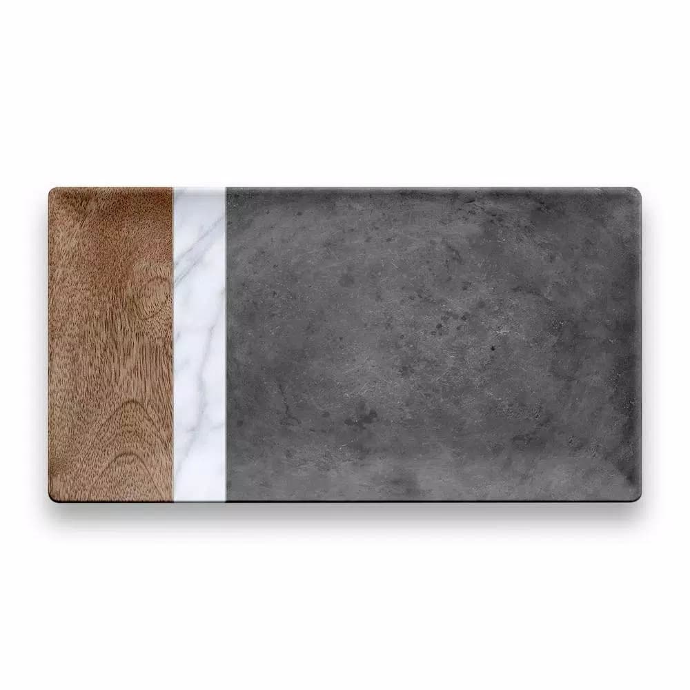 Unbranded Mixed Material Melamine Platter - Marin, Carrara and Stone Plank Design