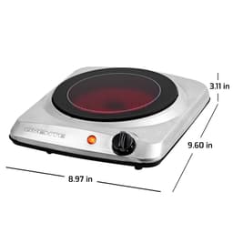 Ovente 1000W Single Hot Plate Electric Infrared Glass Cooktop Burner, 7 in., Silver thumbnail 6