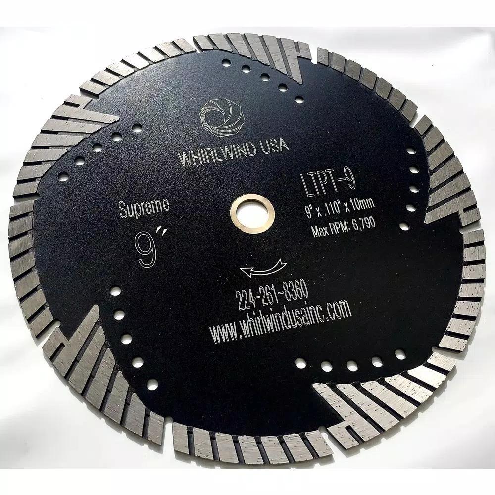 Whirlwind USA 9 in. Turbo Segmented Diamond Saw Blade for Granite, Marble, and Concrete