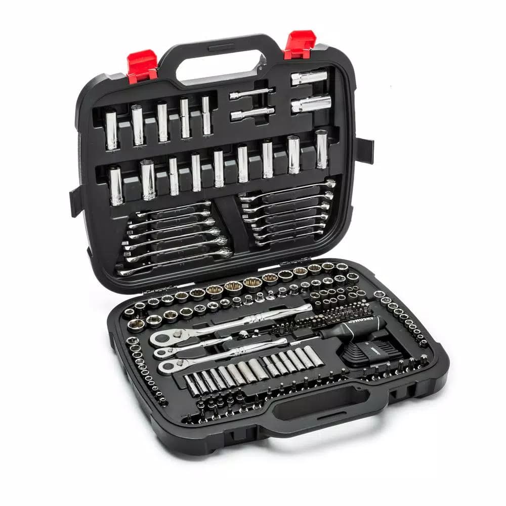 Husky 211-Piece Mechanic Tool Set with 1/4 in., 3/8 in., and 1/2 in. Drive Ratchets and Sockets