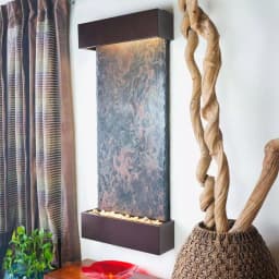 Water Wonders Large Nojoqui Falls Lightweight Slate Wall Fountain with Copper-Vein Trim and LED Lighting thumbnail 1