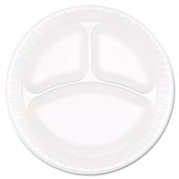 DART Concorde 9-inch White 3-Compartment Foam Plastic Plates, 500 Count Case thumbnail 1