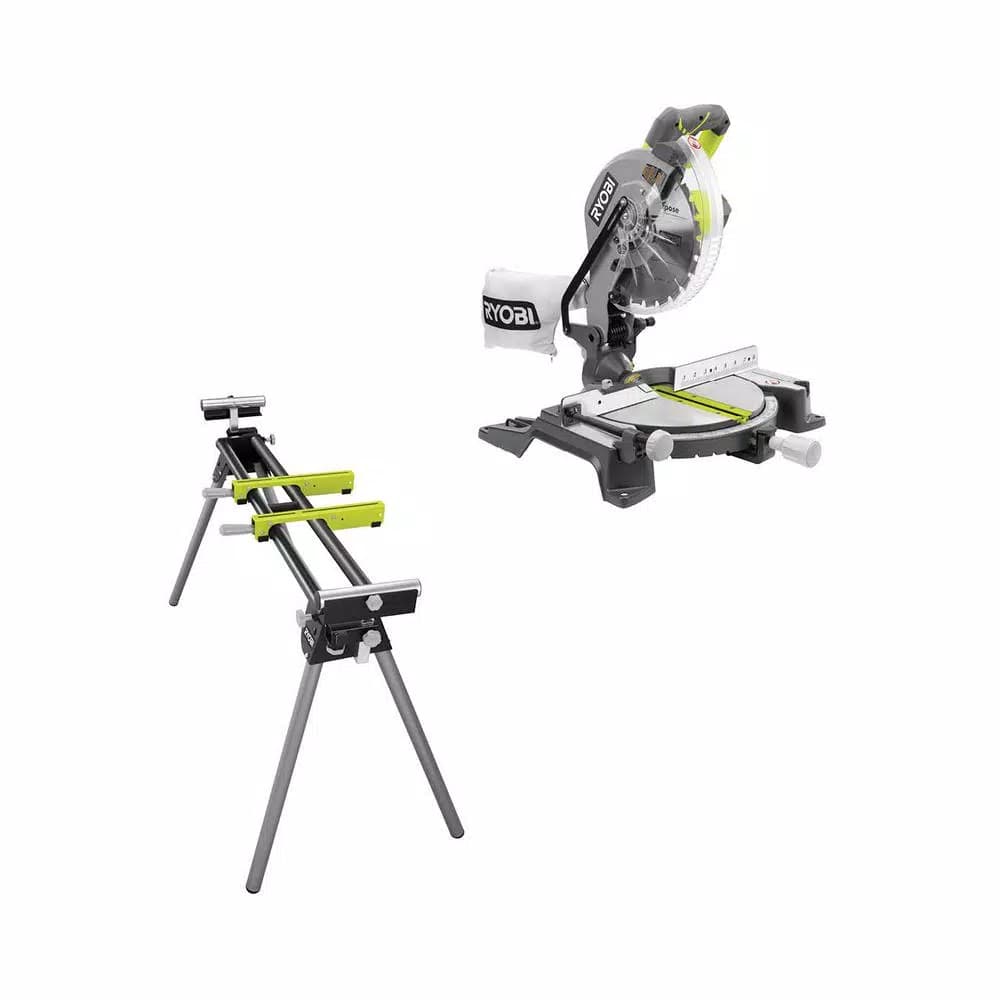 RYOBI 10 in. Sliding Compound Miter Saw with LED and Universal QuickSTAND