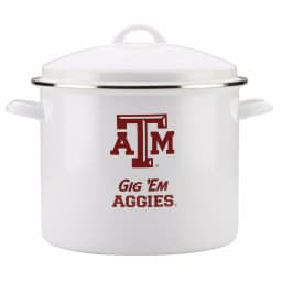 College Kitchen Collection Texas A&M University 12 Qt. Porcelain-Enameled Steel Nonstick Stock Pot with Lid, White thumbnail 1