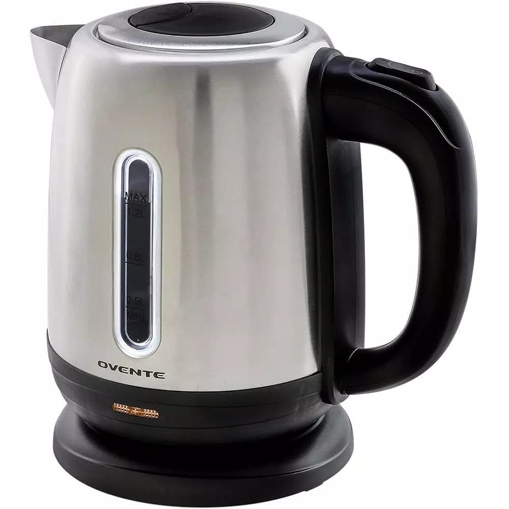 Ovente 1.2L Stainless Steel Electric Kettle, 1100W BPA-Free Rapid Boil Kettle with Auto Shut-Off