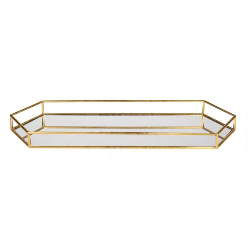 Kate and Laurel Felicia Gold Decorative Mirrored Metal Accent Tray
