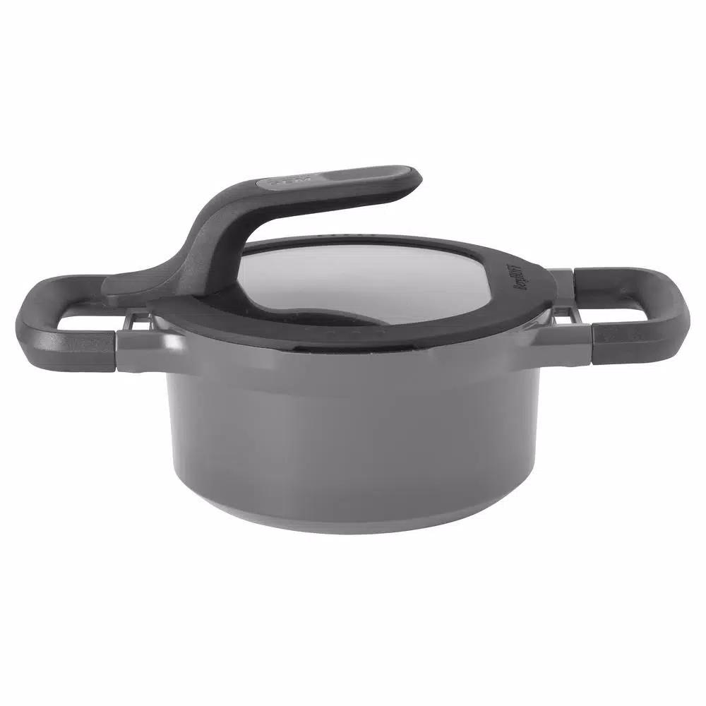 BergHOFF GEM Stay Cool 1 qt. Cast Aluminum Nonstick Casserole Dish with Glass Lid, Gray
