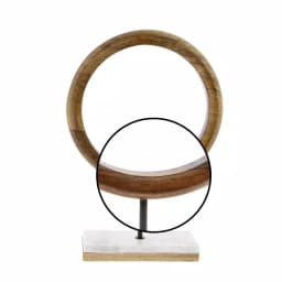 LITTON LANE 17 in. Modern Ring Centerpiece Sculpture - Stained Brown Mango Wood & Marble thumbnail 3