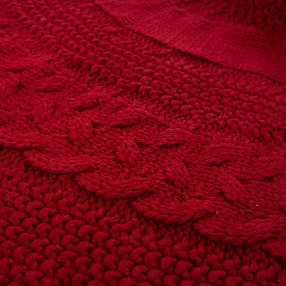 Glitzhome 52 in. Red Knitted Acrylic Christmas Tree Skirt