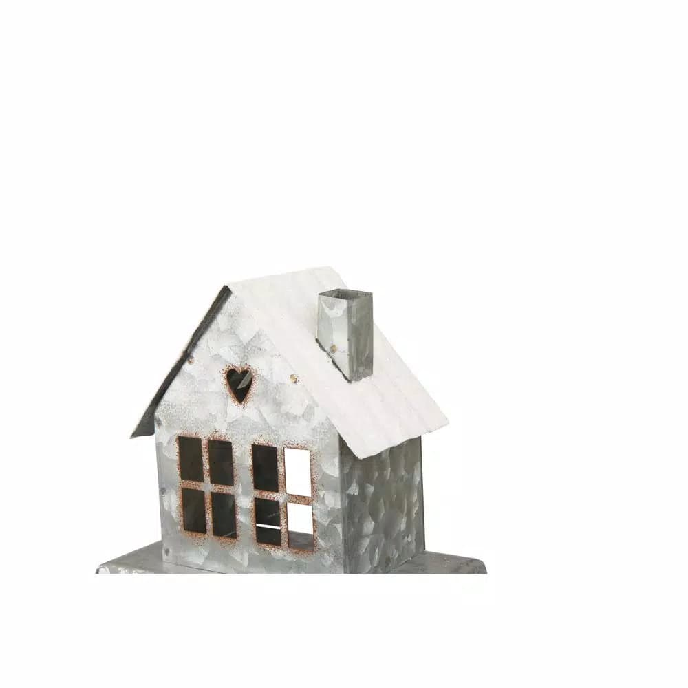 Glitzhome Galvanized Metal House Stocking Holder Set of 2 - Rustic Christmas Mantel Decor