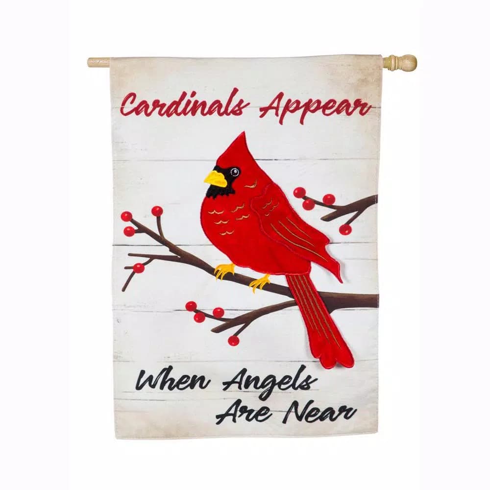 Evergreen When Angels Are Near 28 in. x 44 in. Linen House Flag - Religious Christmas Design