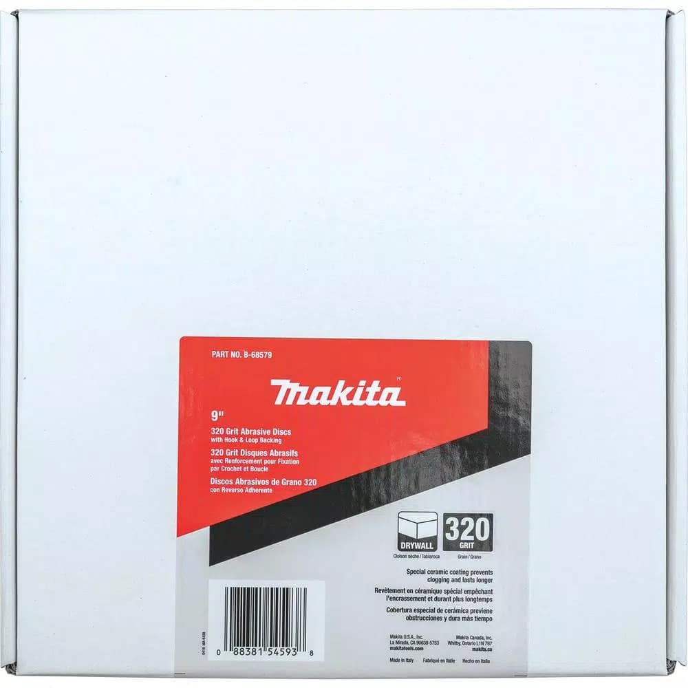 Makita 9 in. Round Ceramic Abrasive Discs, 320-Grit, Hook & Loop (25-Pack)