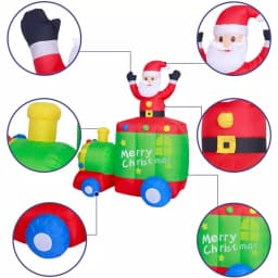 JOYDECOR 6 ft. Santa Claus on Train Christmas Inflatable with Built-in LED Lights thumbnail 6