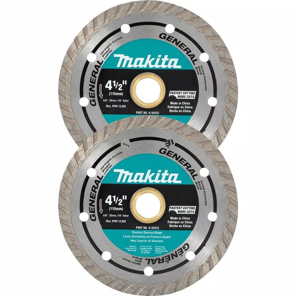 Makita 4-1/2 in. Turbo Rim Diamond Blade, 2-Pack