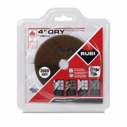 Rubi 4 in. 3000 Grit Resin Dry Polishing Pad for Engineered Stone, Concrete, Marble & Granite thumbnail 2