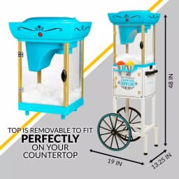 Nostalgia Vintage Collection Snow Cone Cart, 48 in. Tall Blue and White Ice Shaver thumbnail 5