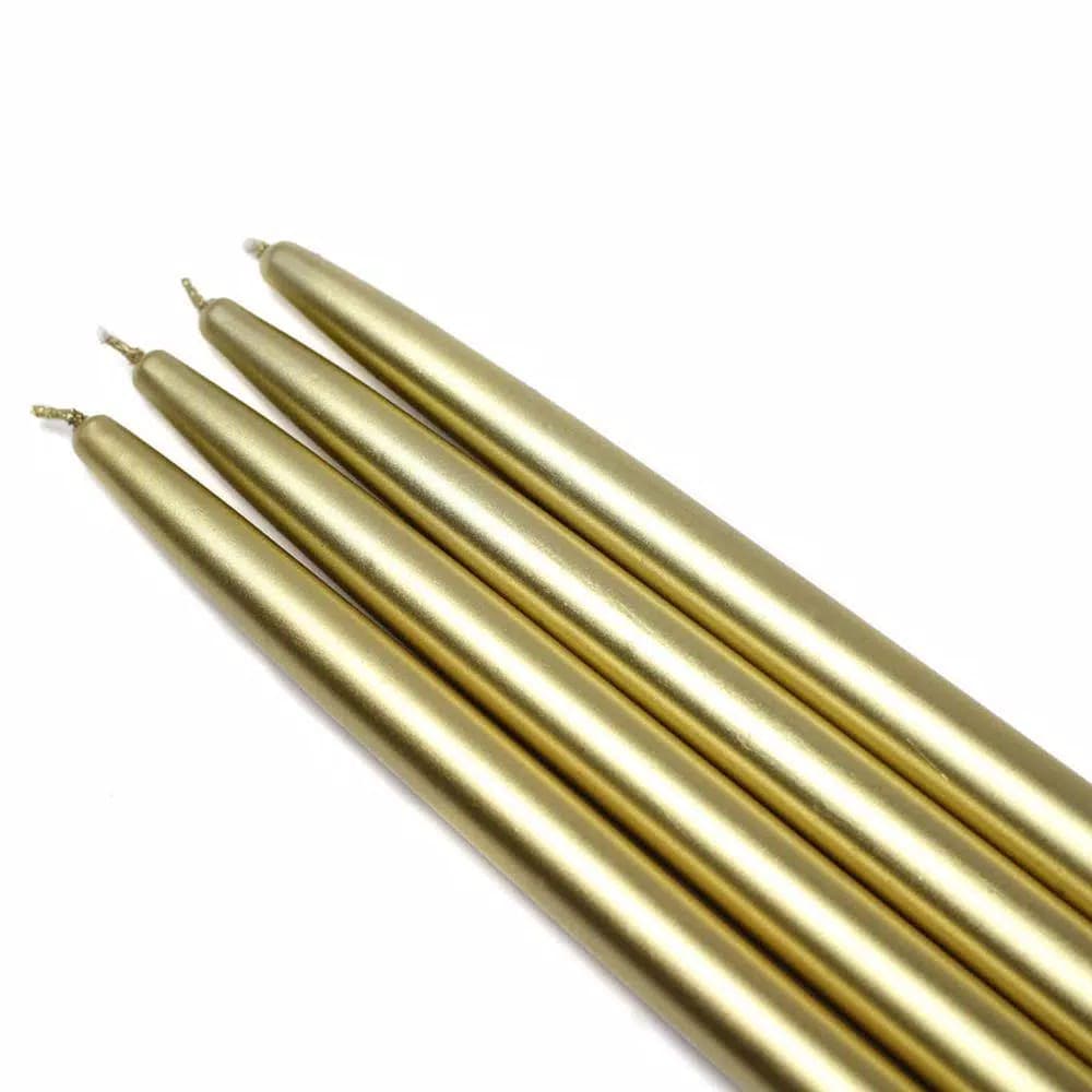 Zest Candle 10 in. Metallic Gold Taper Candles, 12-Set