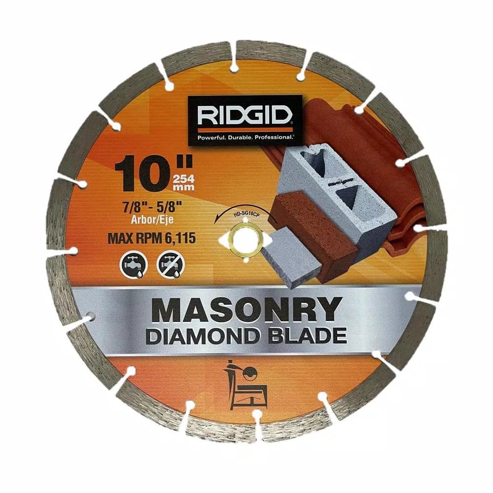 RIDGID 10 in. Segmented Diamond Blade for Masonry and Tile Saws