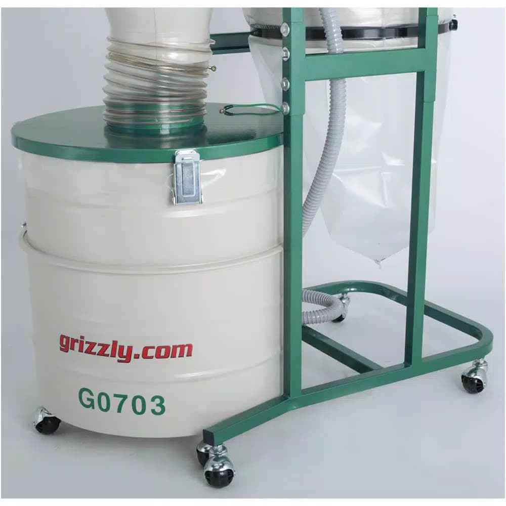Grizzly Industrial 1-1/2 HP 2-Stage Cyclone Dust Collector with 6 in. Intake and Remote Control