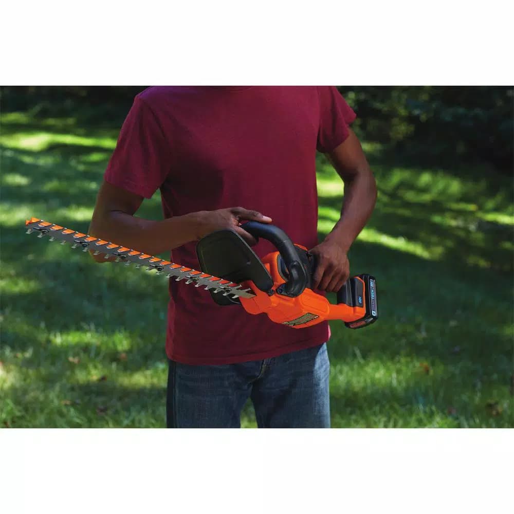 BLACK+DECKER 20V MAX Cordless POWERCUT Hedge Trimmer with 1.5Ah SMARTECH Battery and Charger, 22 in.
