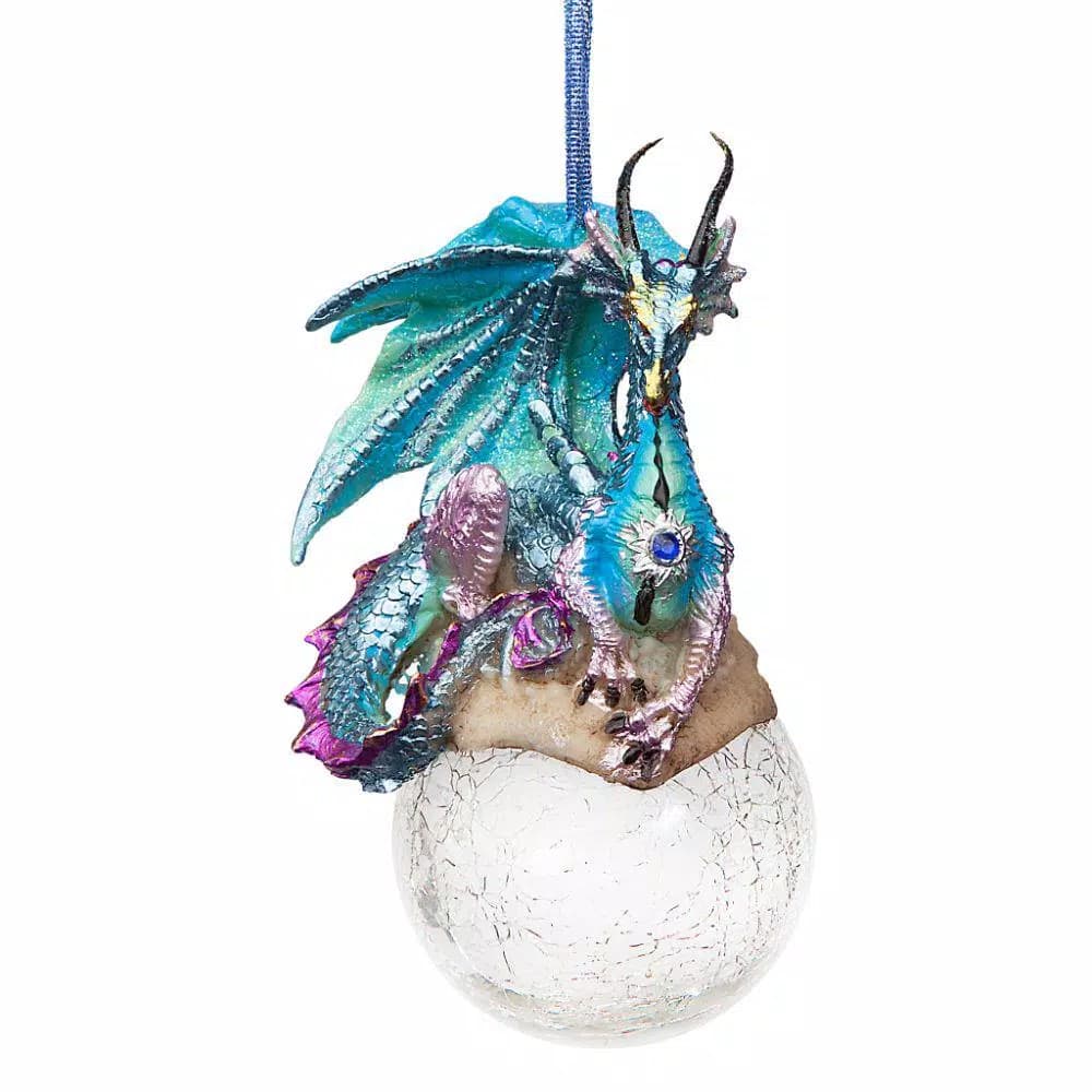 Design Toscano Frost the Gothic Dragon Holiday Ornament Set, 3-Piece