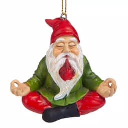 Design Toscano Zen Gnome Holiday Ornament - Hand Painted Resin Christmas Tree Bauble thumbnail 1