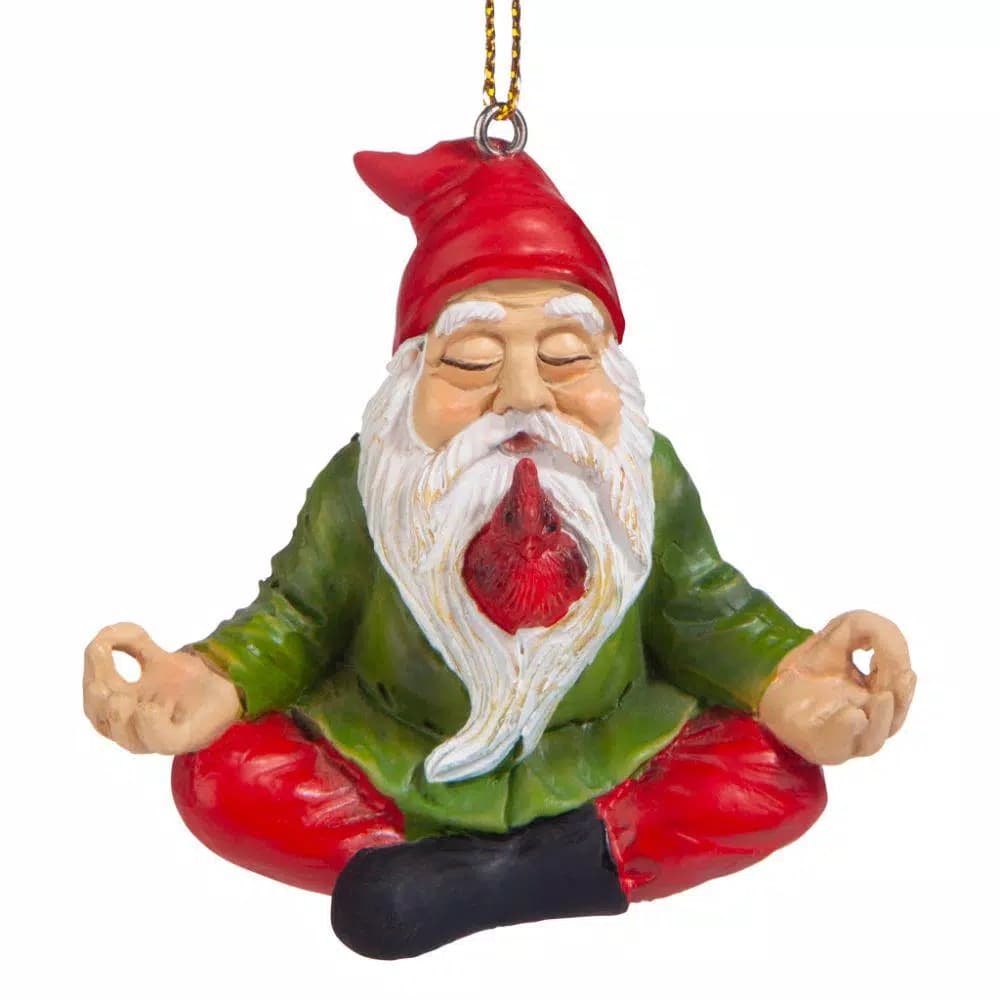 Design Toscano Zen Gnome Holiday Ornament - Hand Painted Resin Christmas Tree Bauble