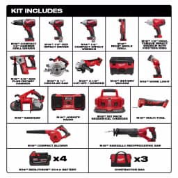 Milwaukee M18 18V Lithium-Ion Cordless 15-Tool Combo Kit with 4 3.0 Ah Batteries and Charger thumbnail 2
