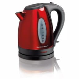 Hamilton Beach 7-Cup Stainless Steel Electric Kettle, 1.7L Rapid Boil Water Boiler, Red thumbnail 1
