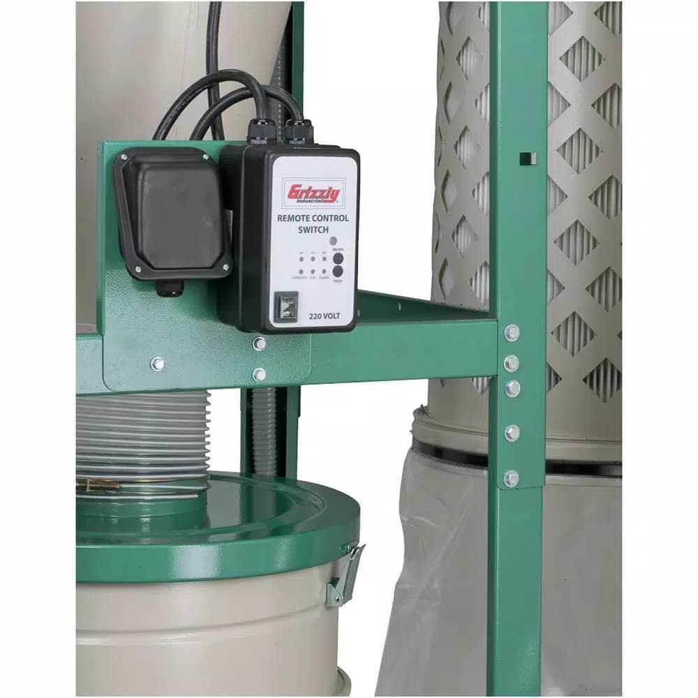 Grizzly Industrial 5 HP Cyclone Dust Collector with 55 Gal. Steel Drum and BIA Certified Cartridge Filter