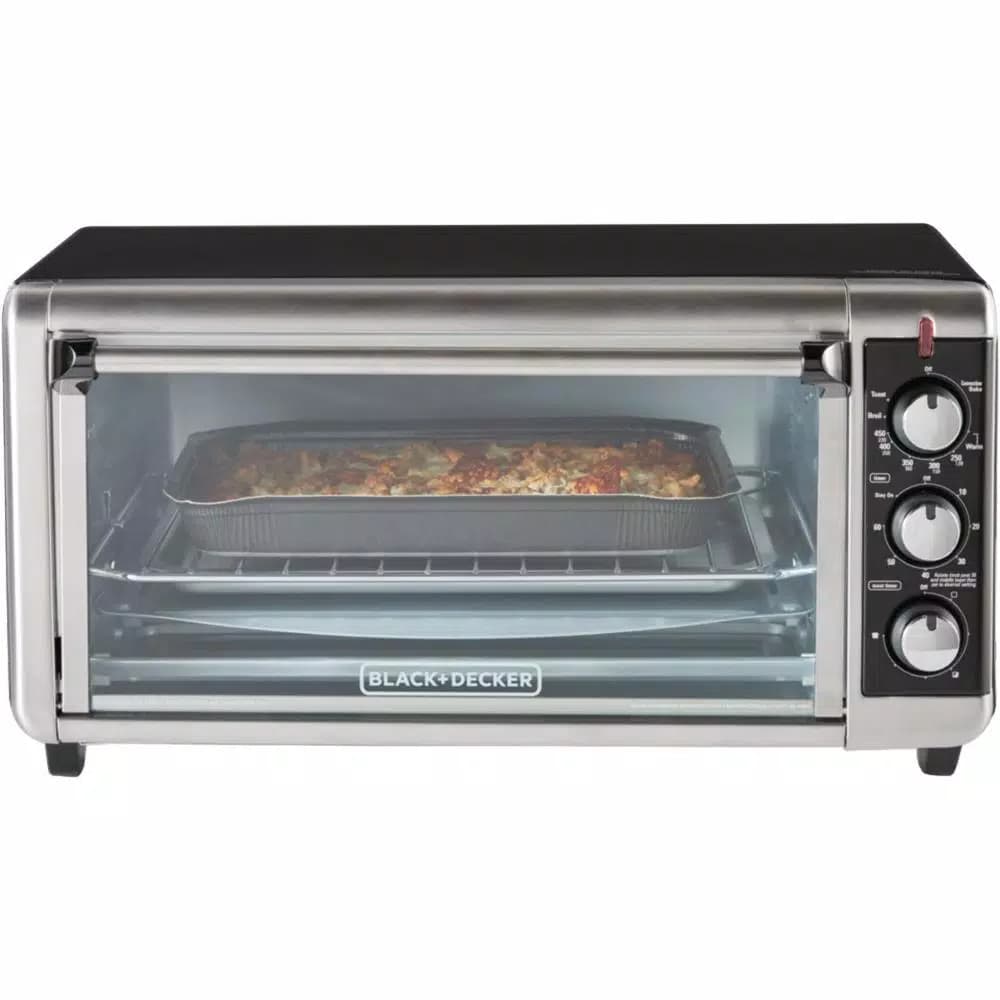 BLACK+DECKER 1500W 8-Slice Stainless Steel Convection Toaster Oven with Broiler