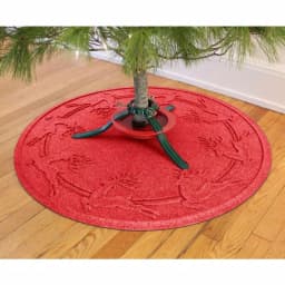 Bungalow Flooring WaterHog Aqua Shield Red 35 in. Round Reindeer Run Christmas Tree Mat thumbnail 2