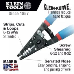 Klein Tools 7-1/8 in. Klein-Kurve Wire Stripper and Cutter for 6-12 AWG Stranded Wire thumbnail 2