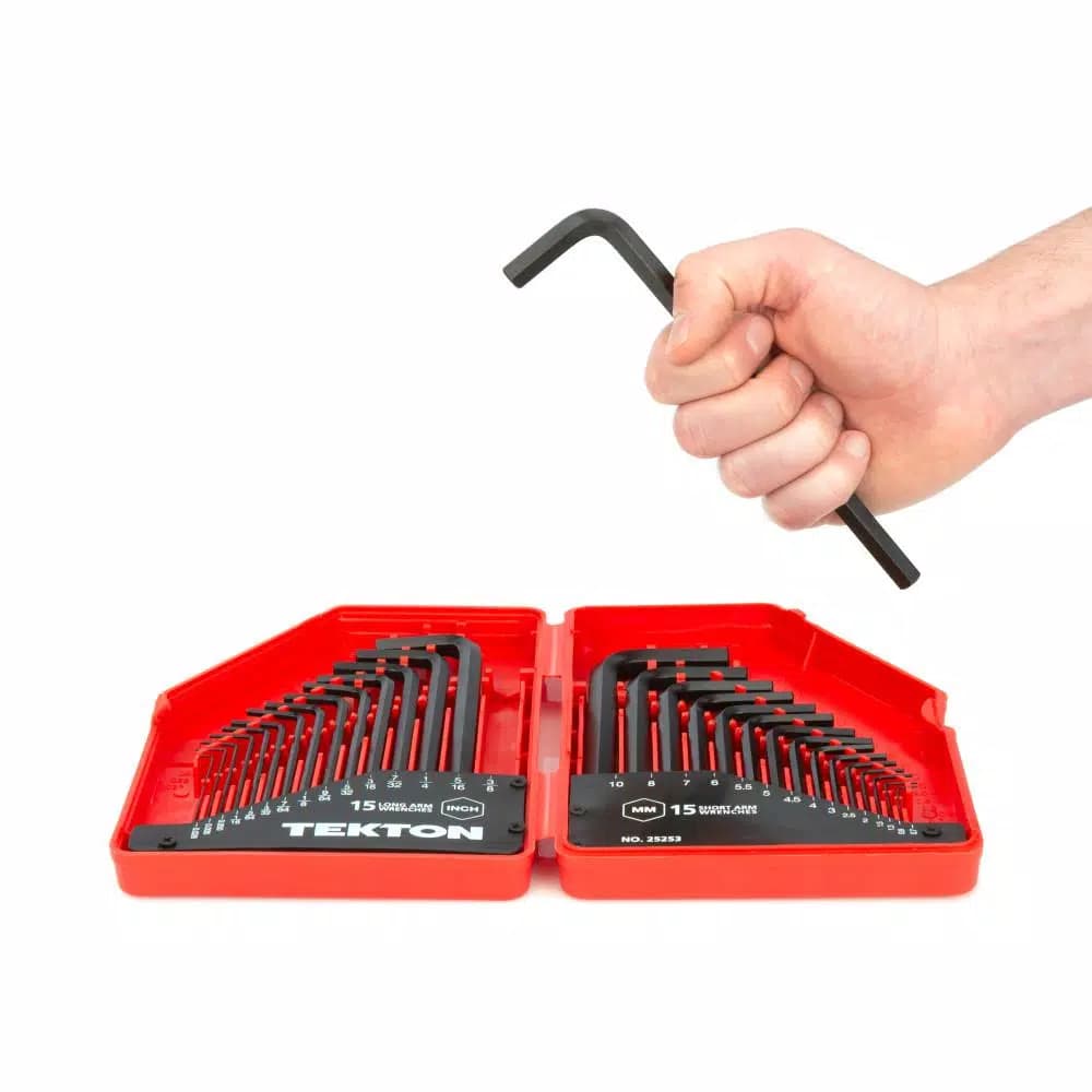 TEKTON 30-Piece Hex Key Wrench Set, 0.028-3/8 in. and 0.7-10 mm SAE/Metric
