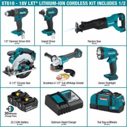 Makita 18V LXT Lithium-Ion Cordless 6-Piece Combo Kit with (2) 3.0Ah Batteries and Rapid Charger thumbnail 2