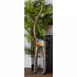 LITTON LANE Stylized Giraffe Metal Sculpture - 73" Tall Multi-Colored Glazed Iron Statuary thumbnail 6