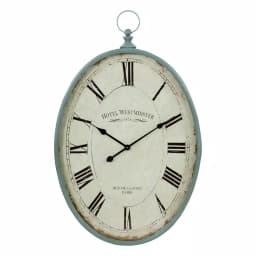 Aspire Home Accents Sonia Blue Oval Wall Clock - Distressed Teal French Provincial Decor thumbnail 1