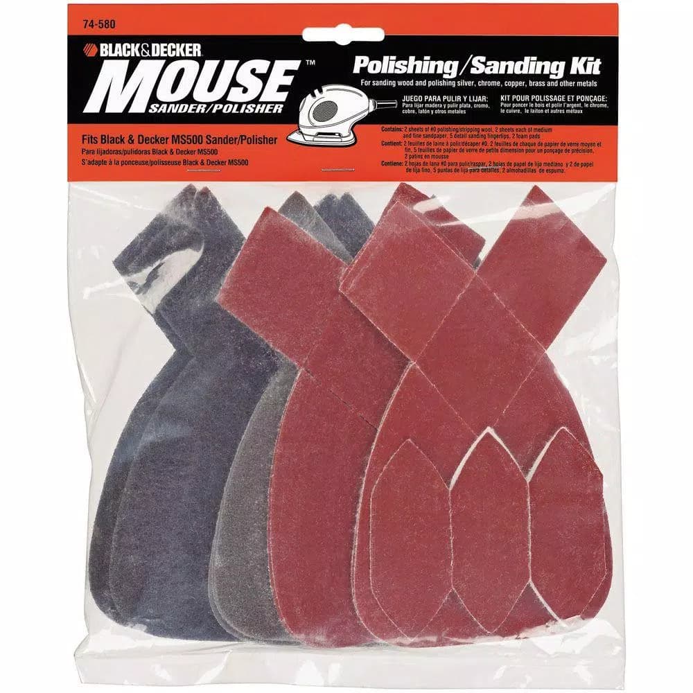 BLACK+DECKER 74-580 Mouse Sander Accessory Kit with Sandpaper and Polishing Pads