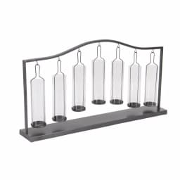 LITTON LANE 19 in. Metallic Black Iron and Clear Glass 7-Light Votive Candle Holder thumbnail 2