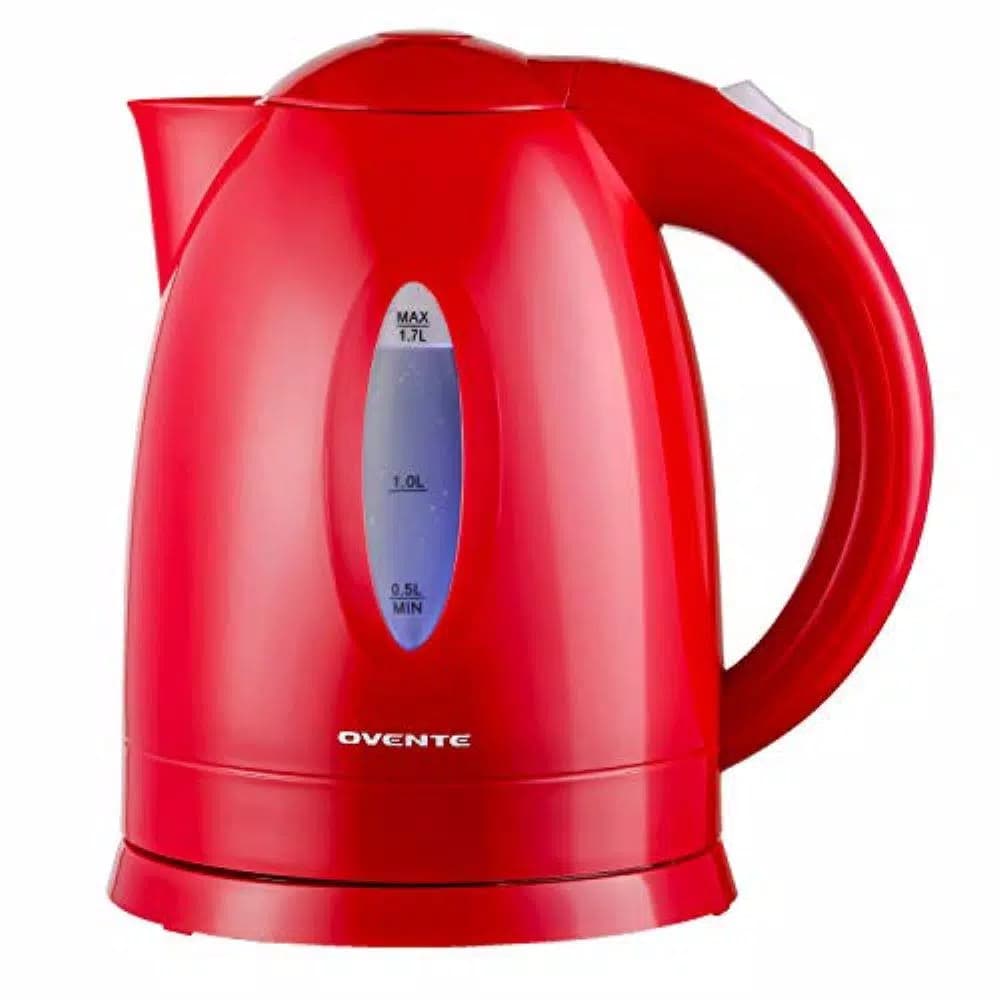 Ovente KP72R 1.7L Electric Kettle, 1100W Fast Boiling Water Kettle with Auto Shut-Off, Red
