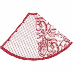 VHC Brands 50 in. Natalia Cherry Red Farmhouse Christmas Tree Skirt with Floral and Paisley Patterns thumbnail 3
