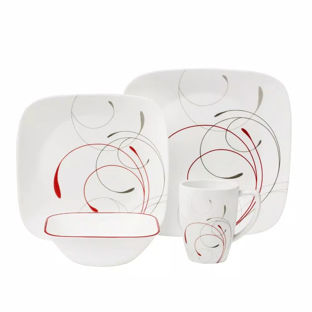 Corelle Square 16-Piece Splendor Glass Dinnerware Set, Service for 4