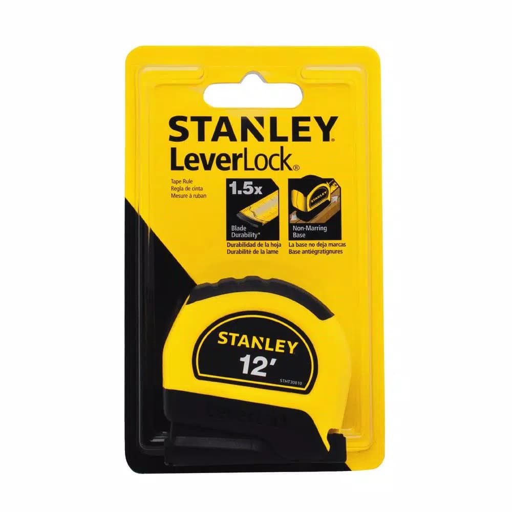 STANLEY LeverLock 12 ft. x 1/2 in. Tape Measure, Anti-Glare Blade