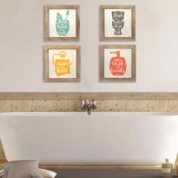 Stratton Home Decor Floss Flush Wipe Wash Bathroom Rules Wall Art Set, 4-Piece Wood Sign Collage thumbnail 1